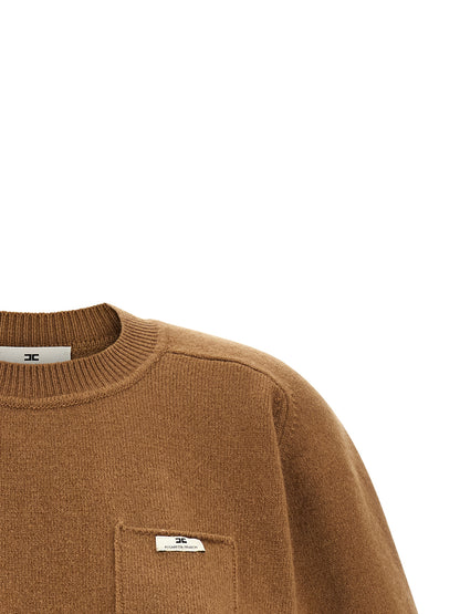 Sweatshirt by Elisabetta Franchi for women in polyamide & cashmere brown & camel features an magnificent silhouette, showcasing a sophisticated and detail for a truly magnificent finish.