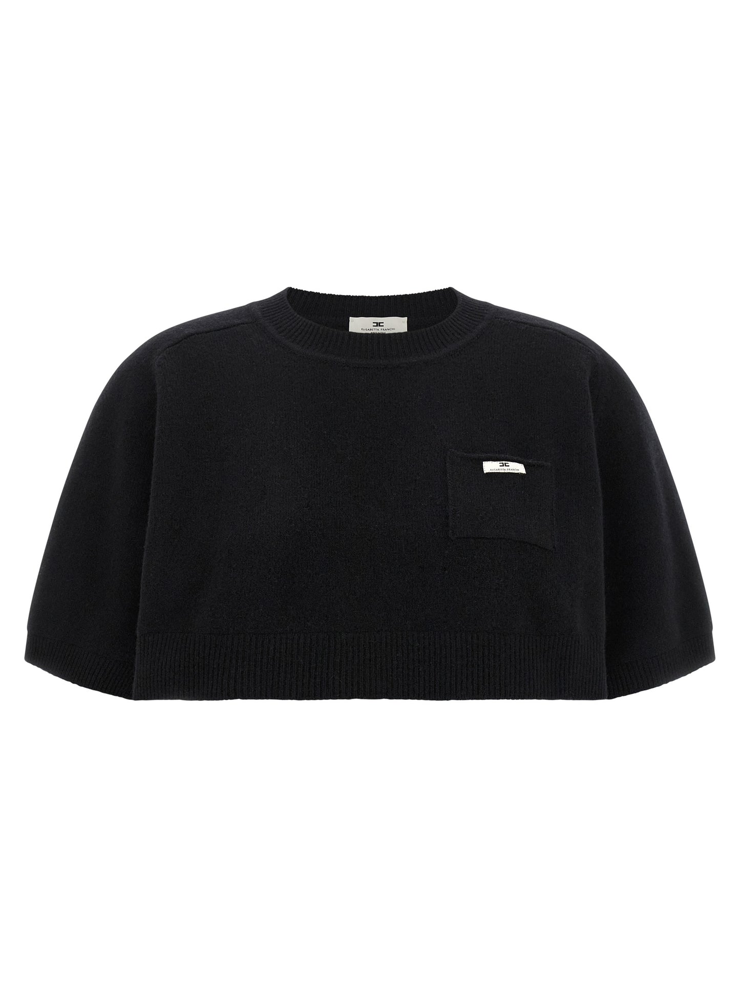 Sweatshirt by Elisabetta Franchi for women in polyamide canvas & cashmere black features an exquisite silhouette, showcasing short-sleeve and crew neckline details for a exquisite look.