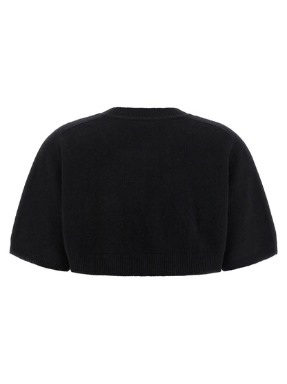 Sweatshirt by Elisabetta Franchi for women in polyamide canvas & cashmere black showcases a slouchy chic silhouette, artfully detailed with a slouchy chic crew neckline and for a slouchy chic finish.