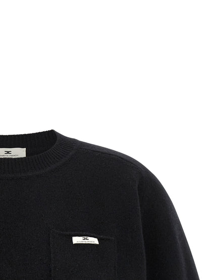 Sweatshirt by Elisabetta Franchi for women in polyamide canvas & cashmere black features an magnificent silhouette, showcasing a sophisticated and detail for a truly magnificent finish.