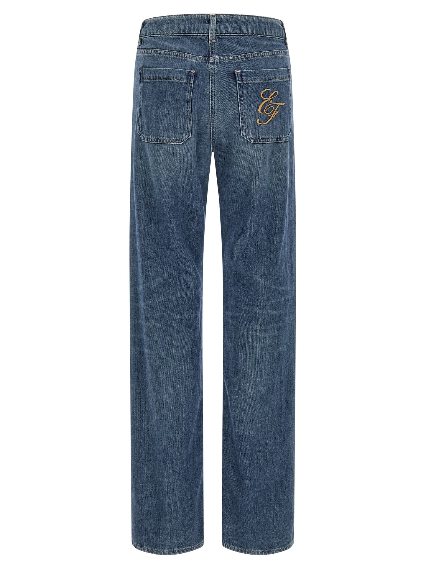 Jeans by Elisabetta Franchi for women in denim cotton blue & gold features an sophisticated and straight-leg with a precise long, creating a sophisticated and sophisticated silhouette.