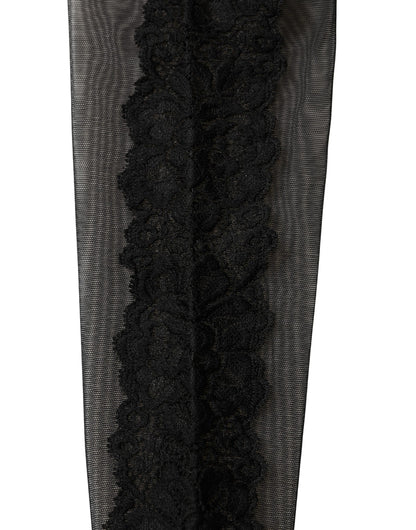 Dolce & Gabbana Black Nylon Mesh Sheer Calf Long Accessory Socks