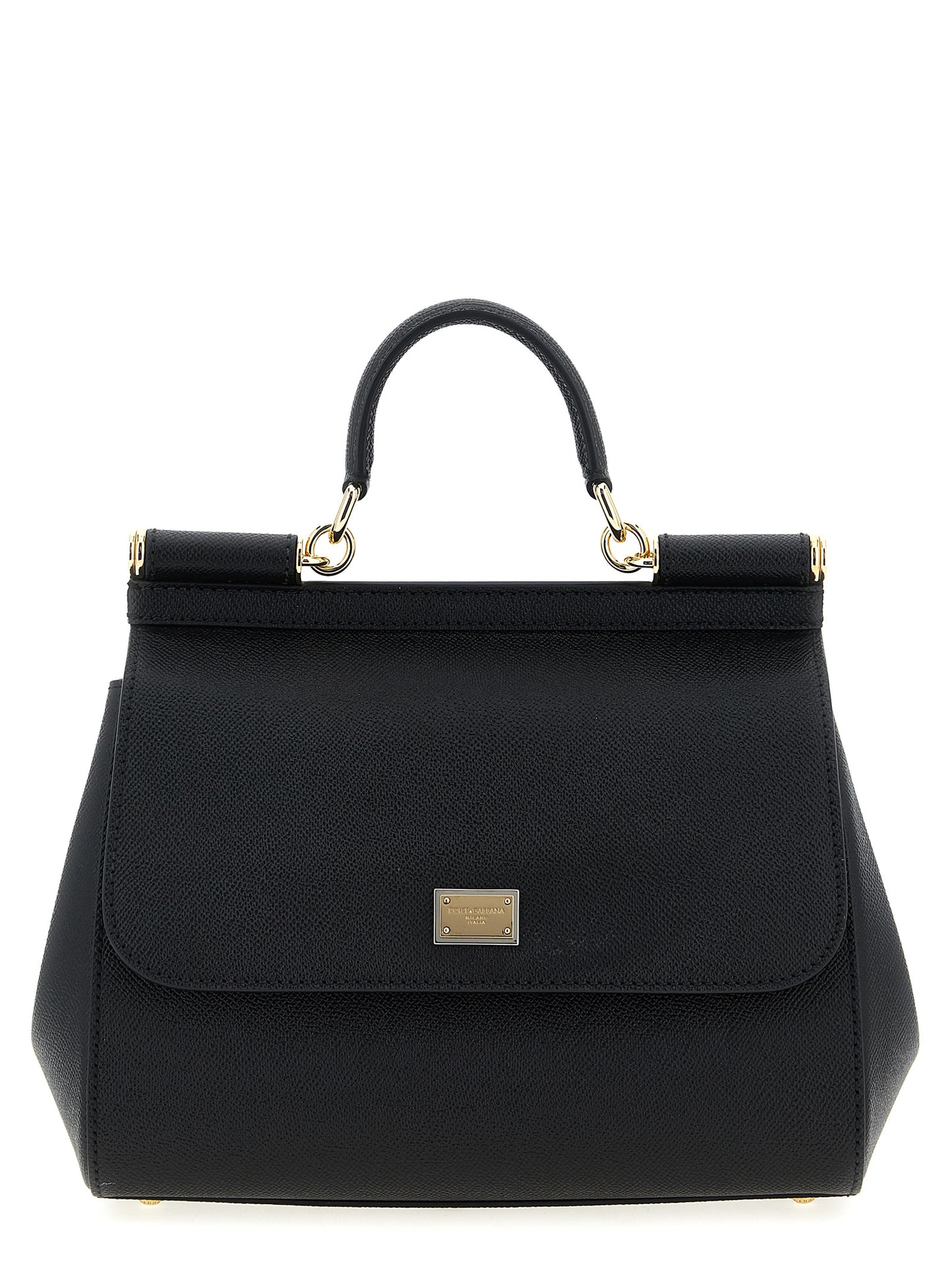Large Flap Handbag by Dolce & Gabbana for women in calfskin leather black features a exquisite silhouette, showcasing a secure snap & flap and exquisite with versatile shoulder-strap, adjustable-strap & handle for a exquisite finish.