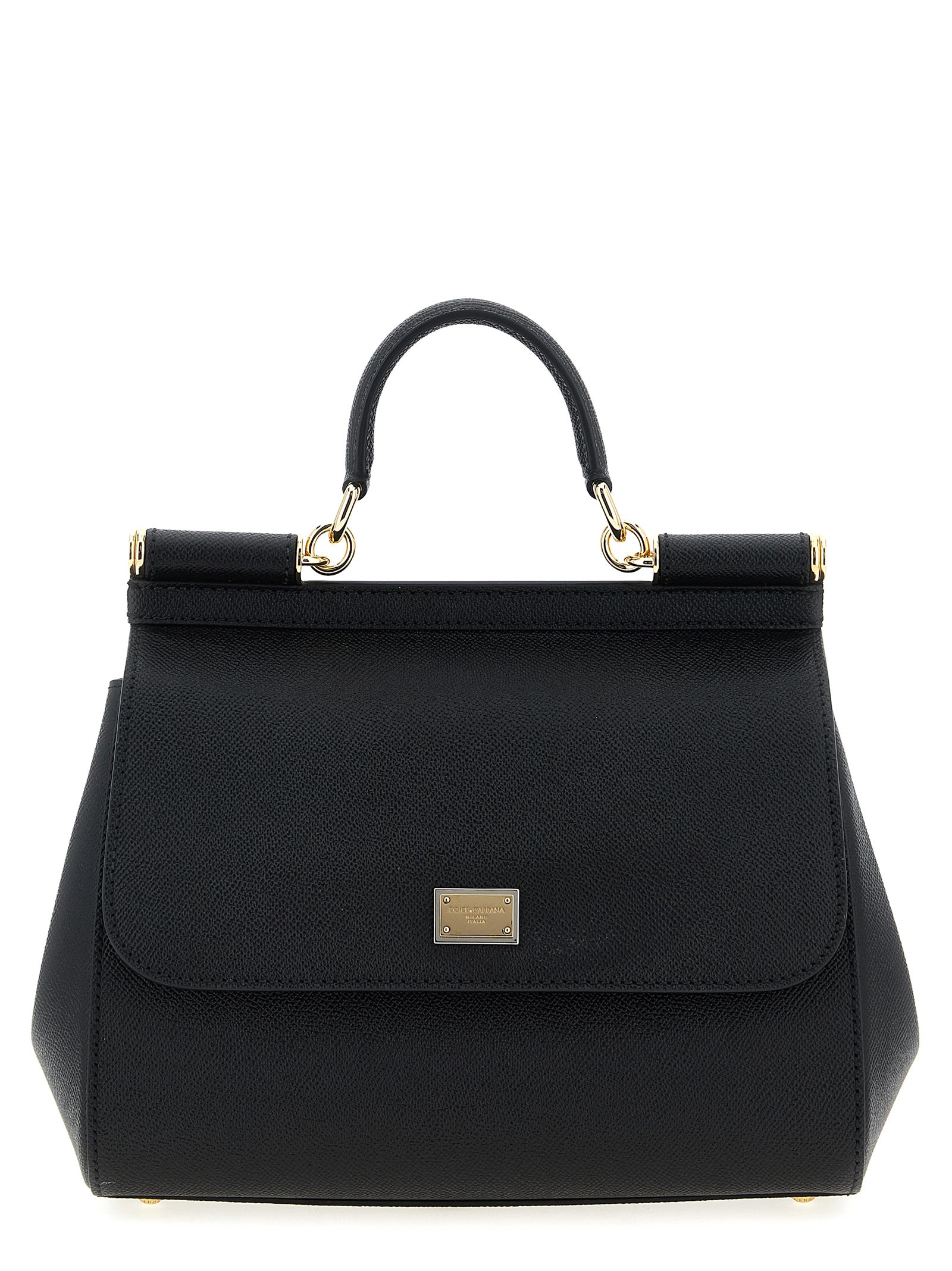 Large Flap Handbag by Dolce & Gabbana for women in calfskin leather black features a exquisite silhouette, showcasing a secure snap & flap and exquisite with versatile shoulder-strap, adjustable-strap & handle for a exquisite finish.