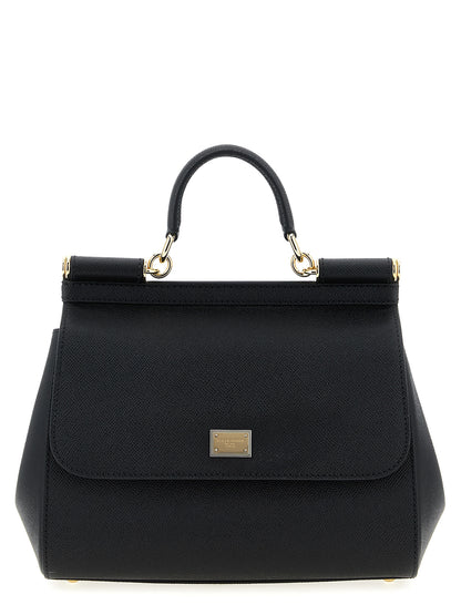 Large Flap Handbag by Dolce & Gabbana for women in calfskin leather black features a exquisite silhouette, showcasing a secure snap & flap and exquisite with versatile shoulder-strap, adjustable-strap & handle for a exquisite finish.