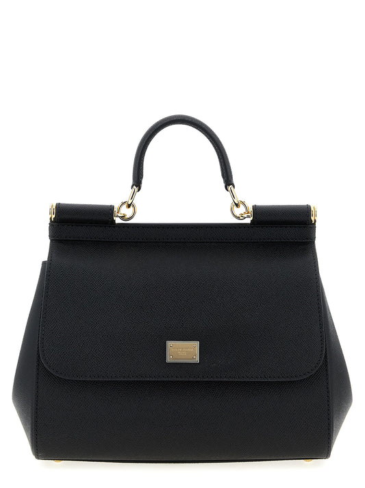Large Flap Handbag by Dolce & Gabbana for women in calfskin leather black features a exquisite silhouette, showcasing a secure snap & flap and exquisite with versatile shoulder-strap, adjustable-strap & handle for a exquisite finish.