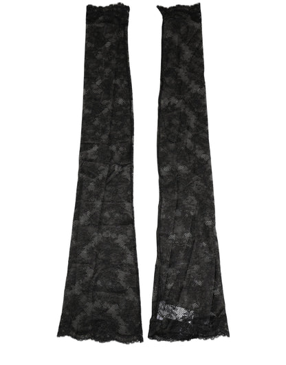 Dolce & Gabbana Black Floral Lace Nylon Stretch Knee High Socks