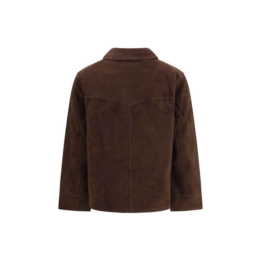 Jacket by Tory Burch for women in suede goatskin leather & viscose brown features a smart silhouette, perfectly accentuated by its unique and functional pockets for a smart finish.