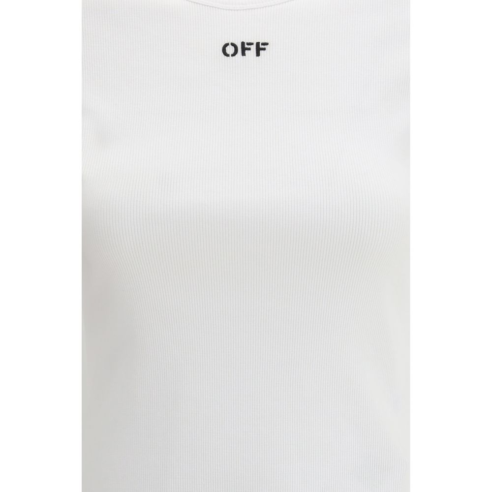 T-Shirt by Off-White for women in stretch cotton white showcases a fashionable silhouette, elegantly detailed with a fashionable and for a sophisticated, high-fashion look.