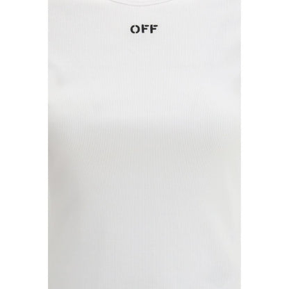 T-Shirt by Off-White for women in stretch cotton white showcases a fashionable silhouette, elegantly detailed with a fashionable and for a sophisticated, high-fashion look.