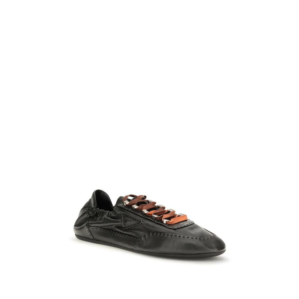 Athletic Sneakers by Prada for men in nappa leather & rubber black & patterned features an exquisite silhouette, showcasing the premium athletic style of the Men's Athletic Nappa Leather & Rubber Sneakers with an exquisite finish.