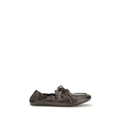 Prada Men's Bos Taurus Calf Leather Loafer Slip-On Lace-Up Shoes - Brown