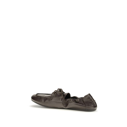 Prada Men's Bos Taurus Calf Leather Loafer Slip-On Lace-Up Shoes - Brown