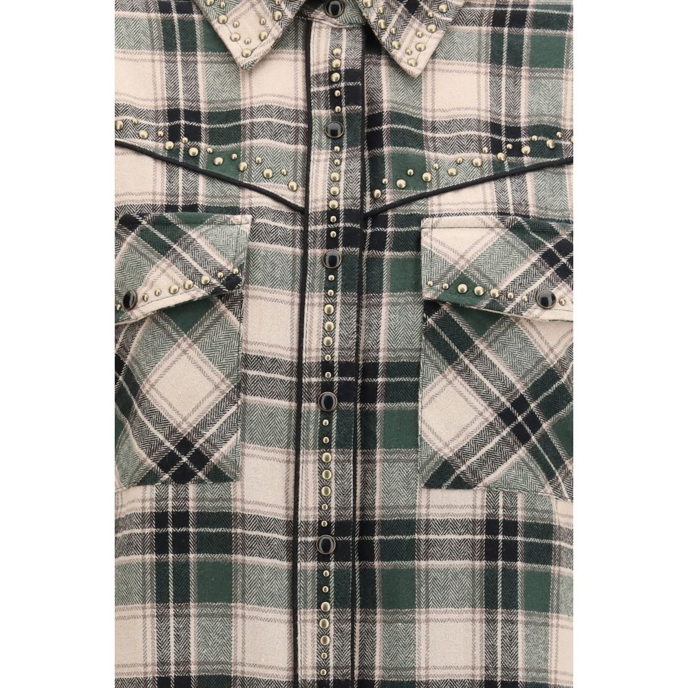 Shirt by P.A.R.O.S.H. for women in cotton bicolour, patterned & checked features an polished silhouette, showcasing a sophisticated and detail for a truly polished finish.