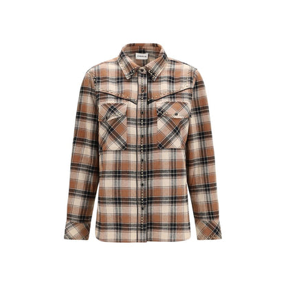 Shirt by P.A.R.O.S.H. for women in cotton brown, patterned & checked presents a discerning silhouette, showcasing a sophisticated and for a truly discerning finish.