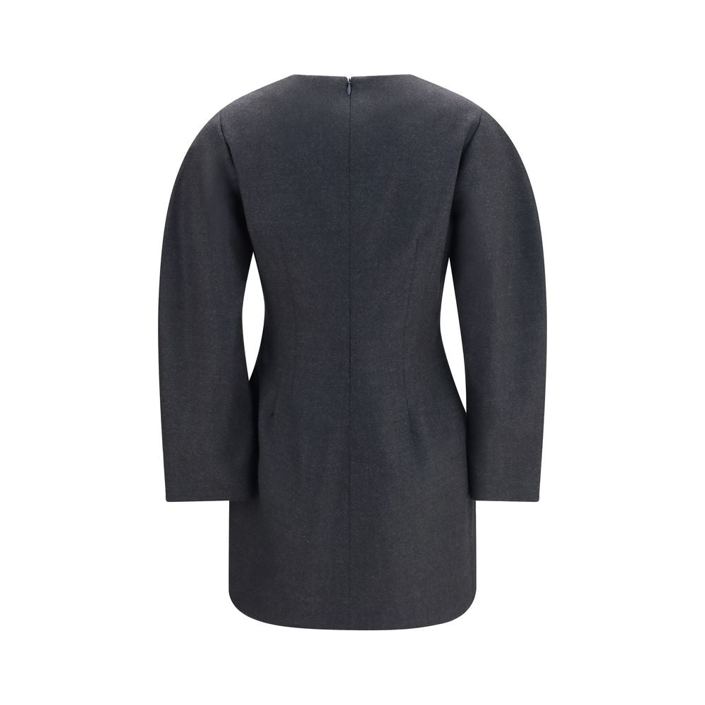 Dress by P.A.R.O.S.H. for women in wool gray showcases a striking silhouette, elegantly detailed with a , refined round neckline, and a striking short for a striking finish.