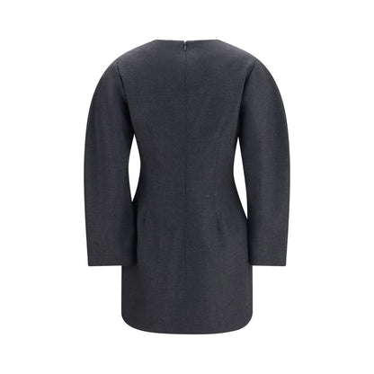 Dress by P.A.R.O.S.H. for women in wool gray showcases a striking silhouette, elegantly detailed with a , refined round neckline, and a striking short for a striking finish.