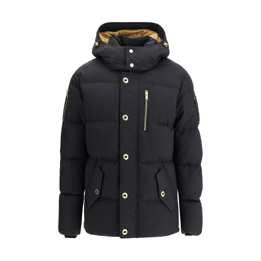 Hooded Jacket by Moose Knuckles for men in nylon & cotton black & gold presents a impeccable silhouette, showcasing distinct hooded and a impeccable hooded neckline for a sophisticated finish.