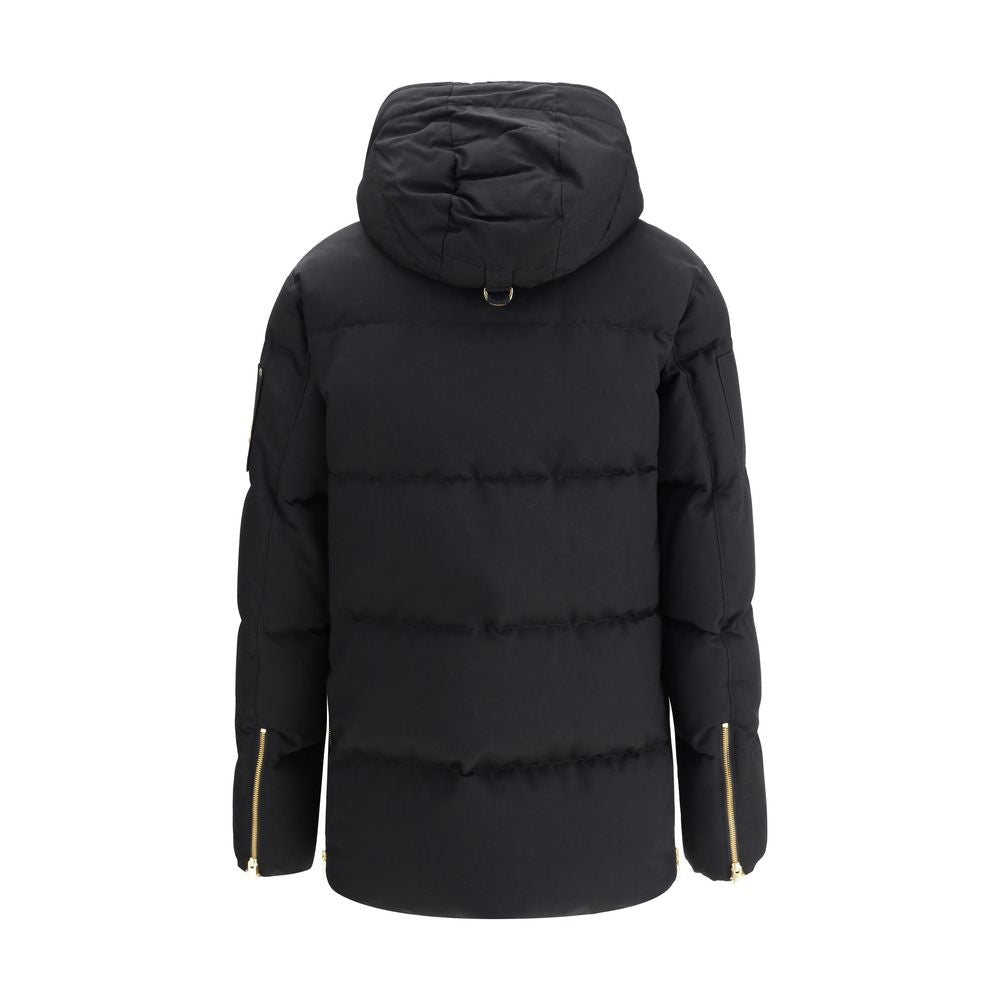 Hooded Jacket by Moose Knuckles for men in nylon & cotton black & gold features an utilitarian silhouette with a refined hooded neckline, showcasing sophisticated hooded for an utilitarian aesthetic.