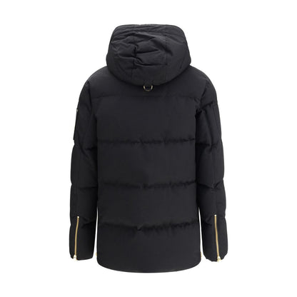 Hooded Jacket by Moose Knuckles for men in nylon & cotton black & gold features an utilitarian silhouette with a refined hooded neckline, showcasing sophisticated hooded for an utilitarian aesthetic.