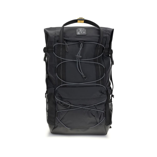 Backpack by Parajumpers for men in nylon polyester & canvas black, yellow & signature features an ultra-portable silhouette from the Icon Nylon Polyester & Canvas Backpack range, with a secure zipper, ample external-pockets & laptop-compartment, and versatile backpack-strap, adjustable-strap & handle.