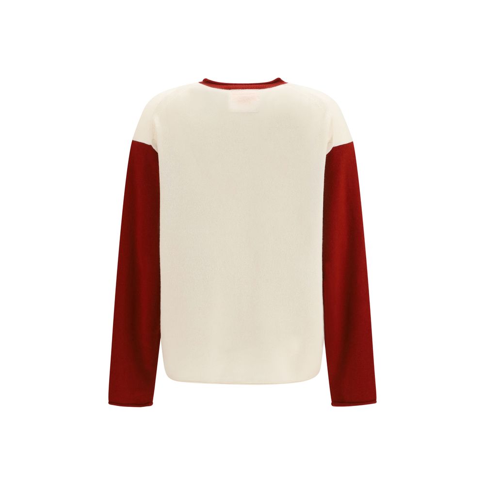 Sweatshirt by Guest in Residence for women in cashmere & capra leather white & signature showcases a slouchy chic silhouette, artfully detailed with a slouchy chic crew neckline and for a slouchy chic finish.