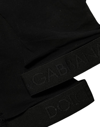 Dolce & Gabbana Black Nylon Logo Calf Long Women Accessory Socks