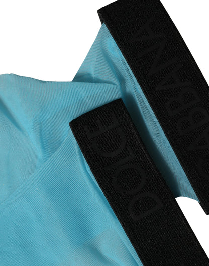 Dolce & Gabbana Light Blue Nylon Thigh High Women Accessory Socks