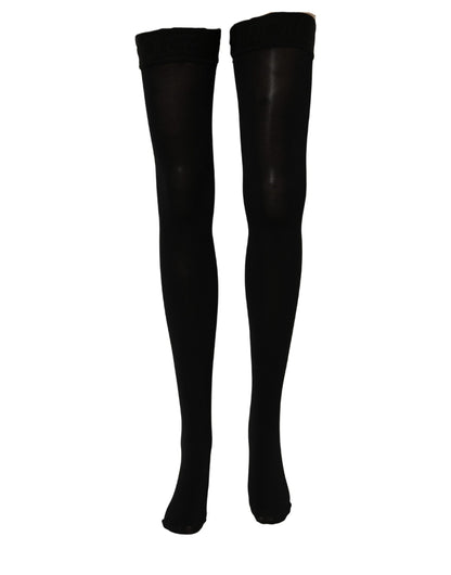 Dolce & Gabbana Black 100% Nylon Thigh High Stockings Socks