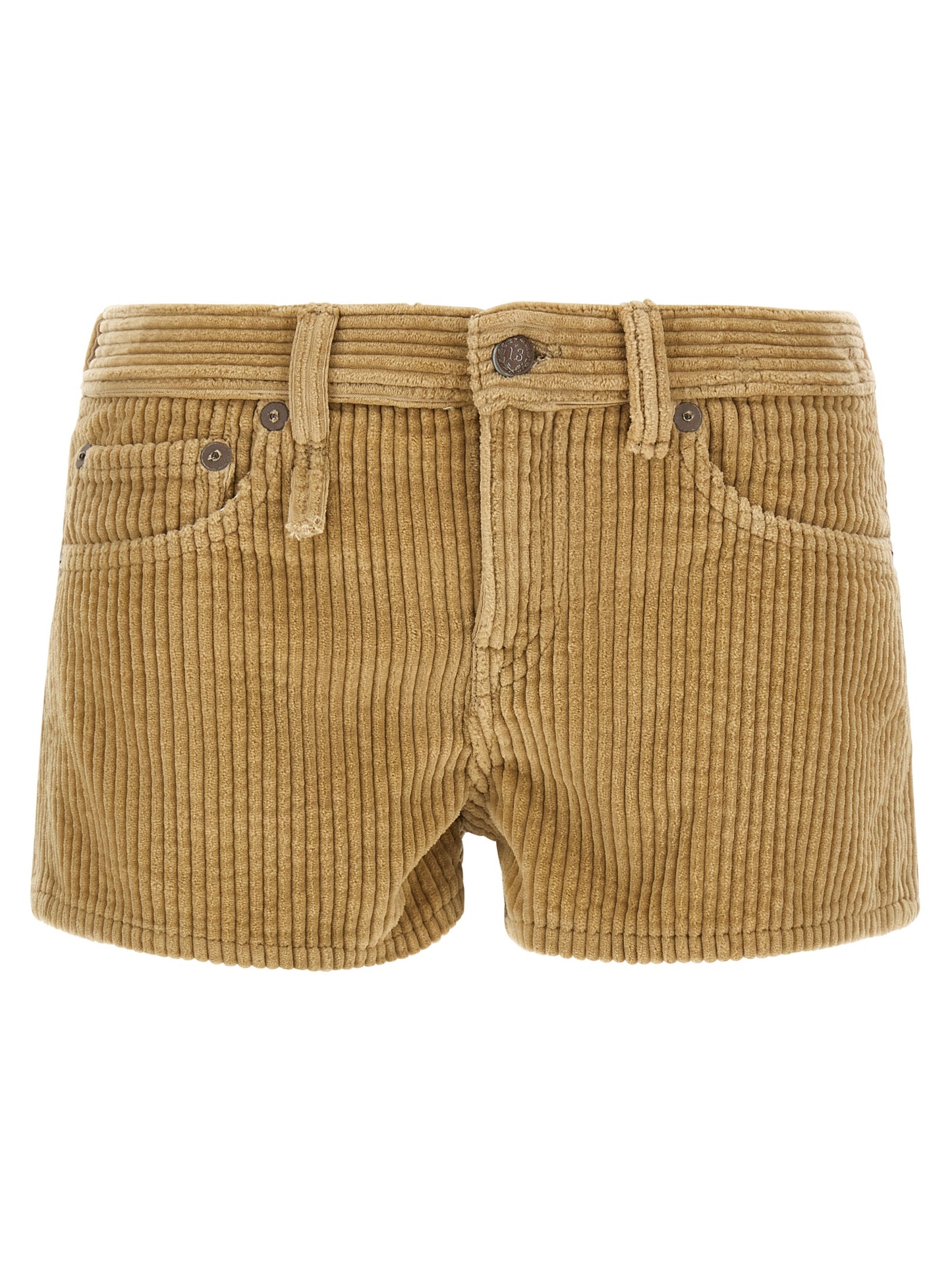 R13 Women's Cotton Corduroy Bermuda Shorts - Beige Black Gold Khaki
