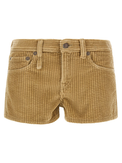 R13 Women's Cotton Corduroy Bermuda Shorts - Beige Black Gold Khaki