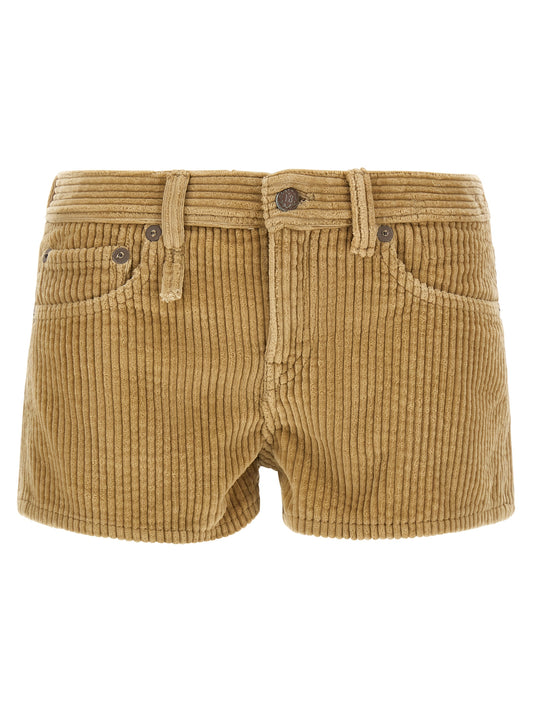 R13 Women's Cotton Corduroy Bermuda Shorts - Beige Black Gold Khaki