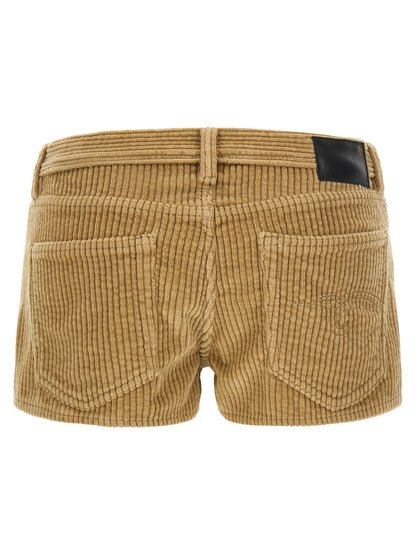 R13 Women's Cotton Corduroy Bermuda Shorts - Beige Black Gold Khaki