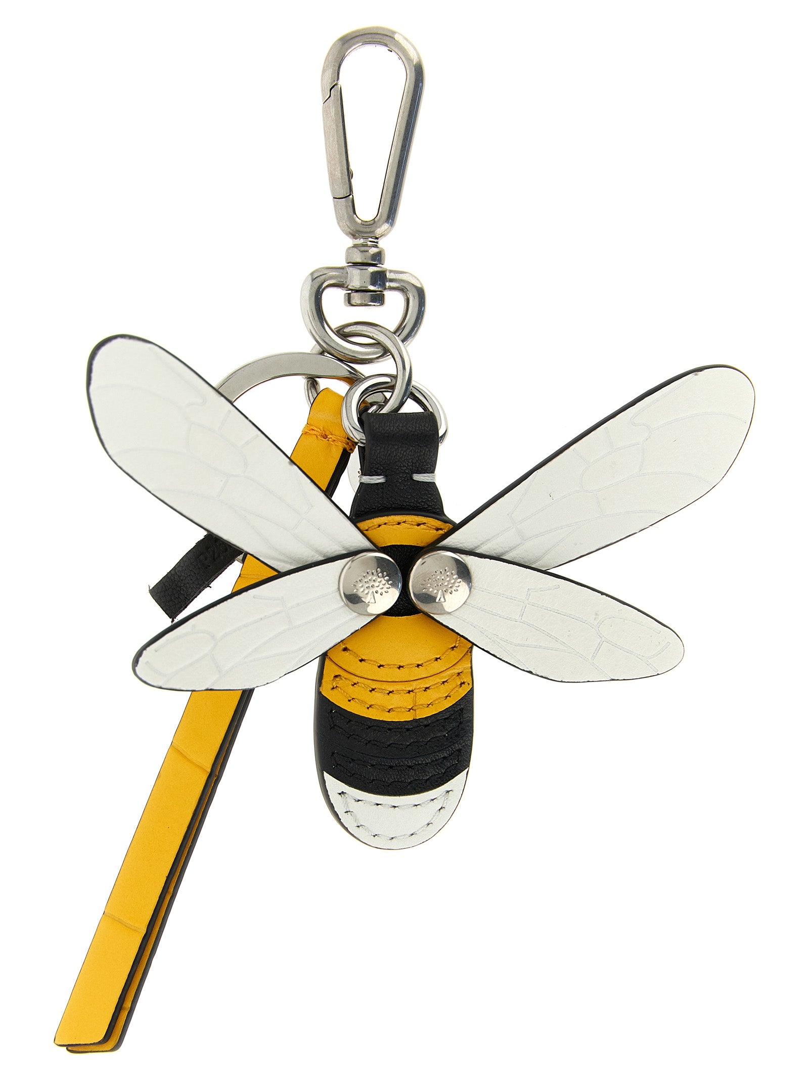 Keychain by Mulberry for women in bos taurus suede cowhide leather and black, multicolor, silver, yellow & striped showcases a artisanal design, artfully incorporating , , and for a artisanal finish.