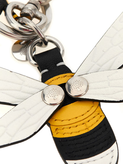 Keychain by Mulberry for women in bos taurus suede cowhide leather black, multicolor, silver, yellow & striped features an artisanal design with , , and for an artisanal aesthetic.