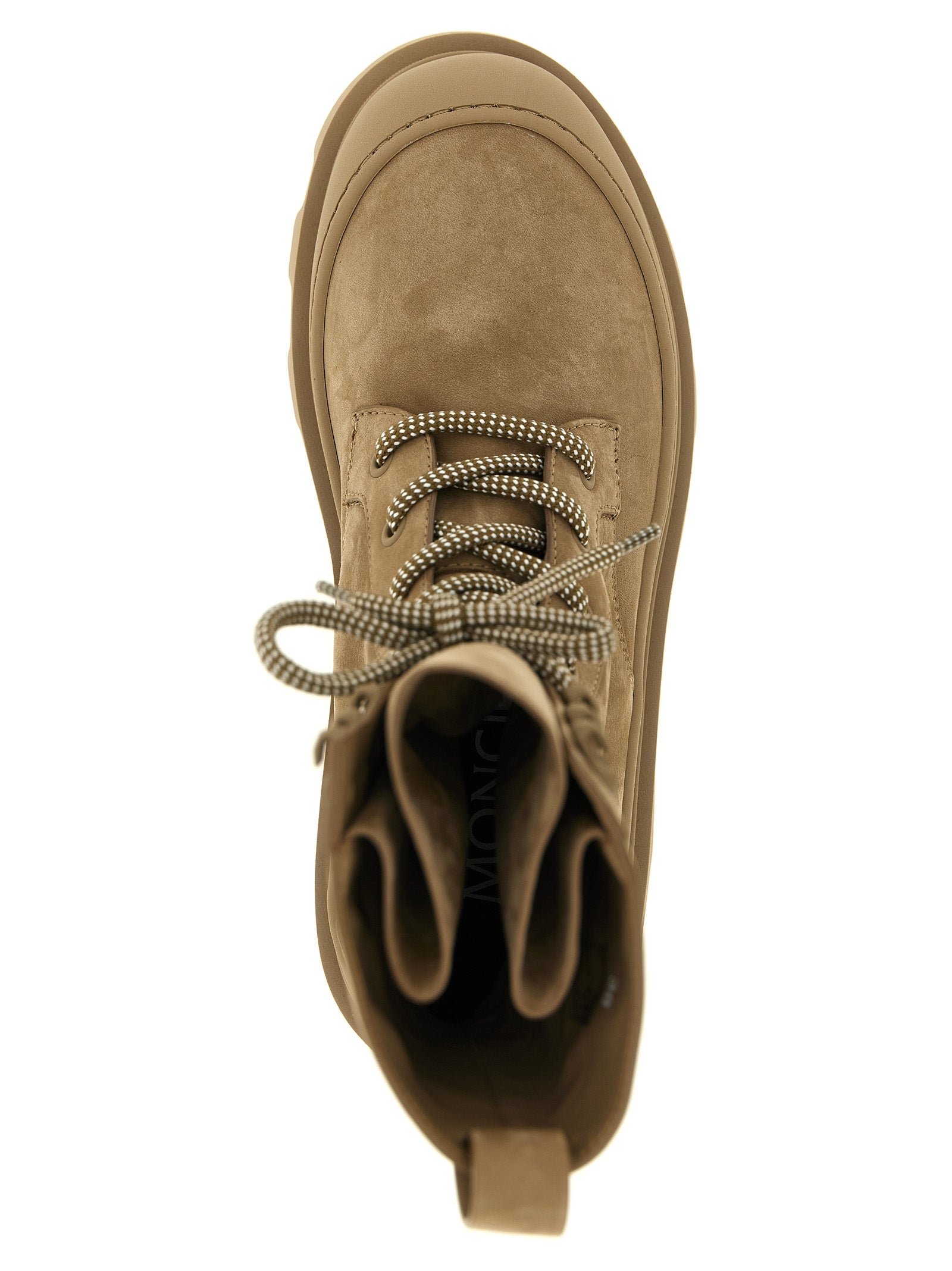 Lace-Up Boots by Moncler for women in nubuck embossed leather beige & signature showcases a ergonomic silhouette from the Vera Women's Nubuck Embossed Leather Lace-Up Boots collection, featuring a ergonomic and a ergonomic .