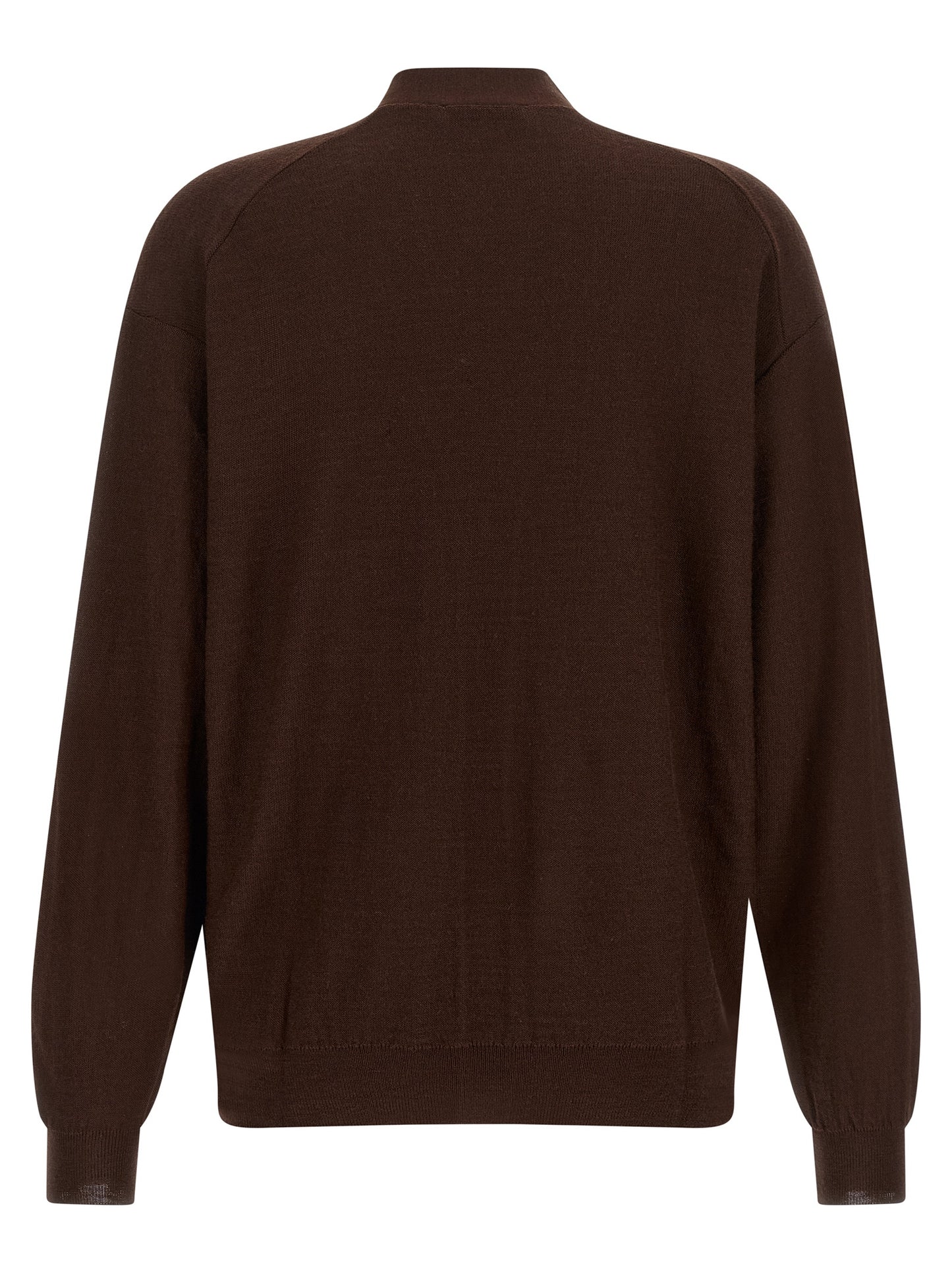 Cardigan by Lemaire for women in wool acrylic bordeaux presents a textural silhouette, artfully finished with a textural v-neck neckline and for a sophisticated, textural look.
