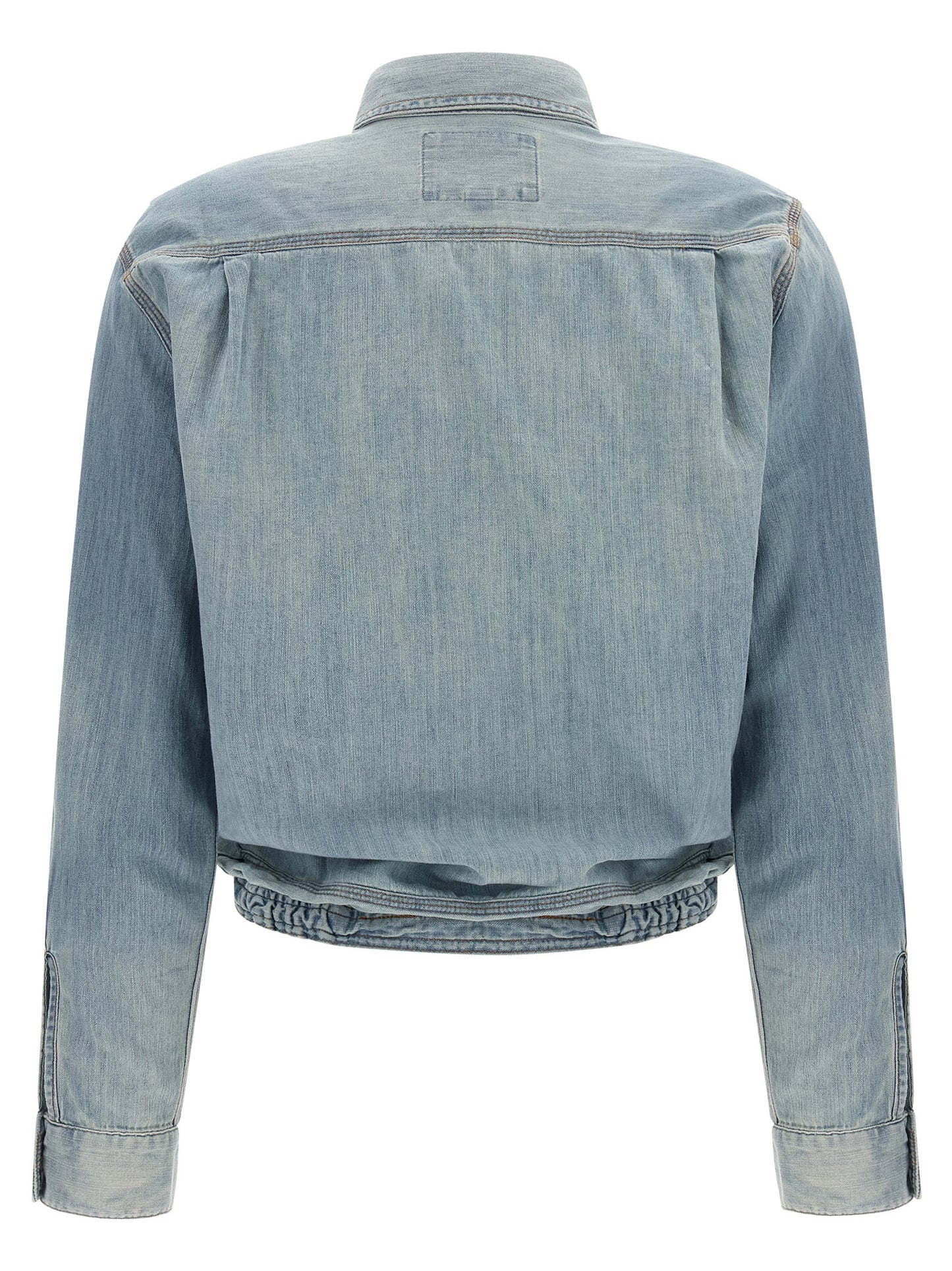 Blouse by R13 for women in denim cotton light-blue, featuring a nuanced and nuanced wrap neckline for a sophisticated finish.