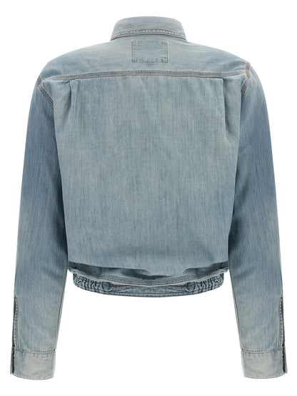 Blouse by R13 for women in denim cotton light-blue, featuring a nuanced and nuanced wrap neckline for a sophisticated finish.