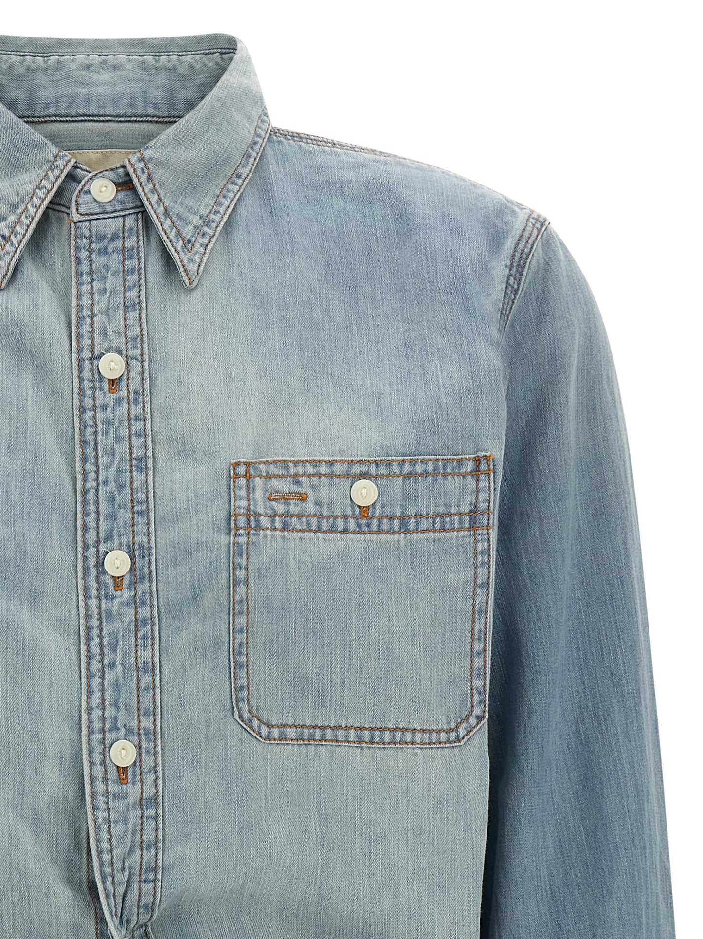 Blouse by R13 for women in denim cotton light-blue features an polished silhouette, showcasing a sophisticated wrap neckline and detail for a truly polished finish.