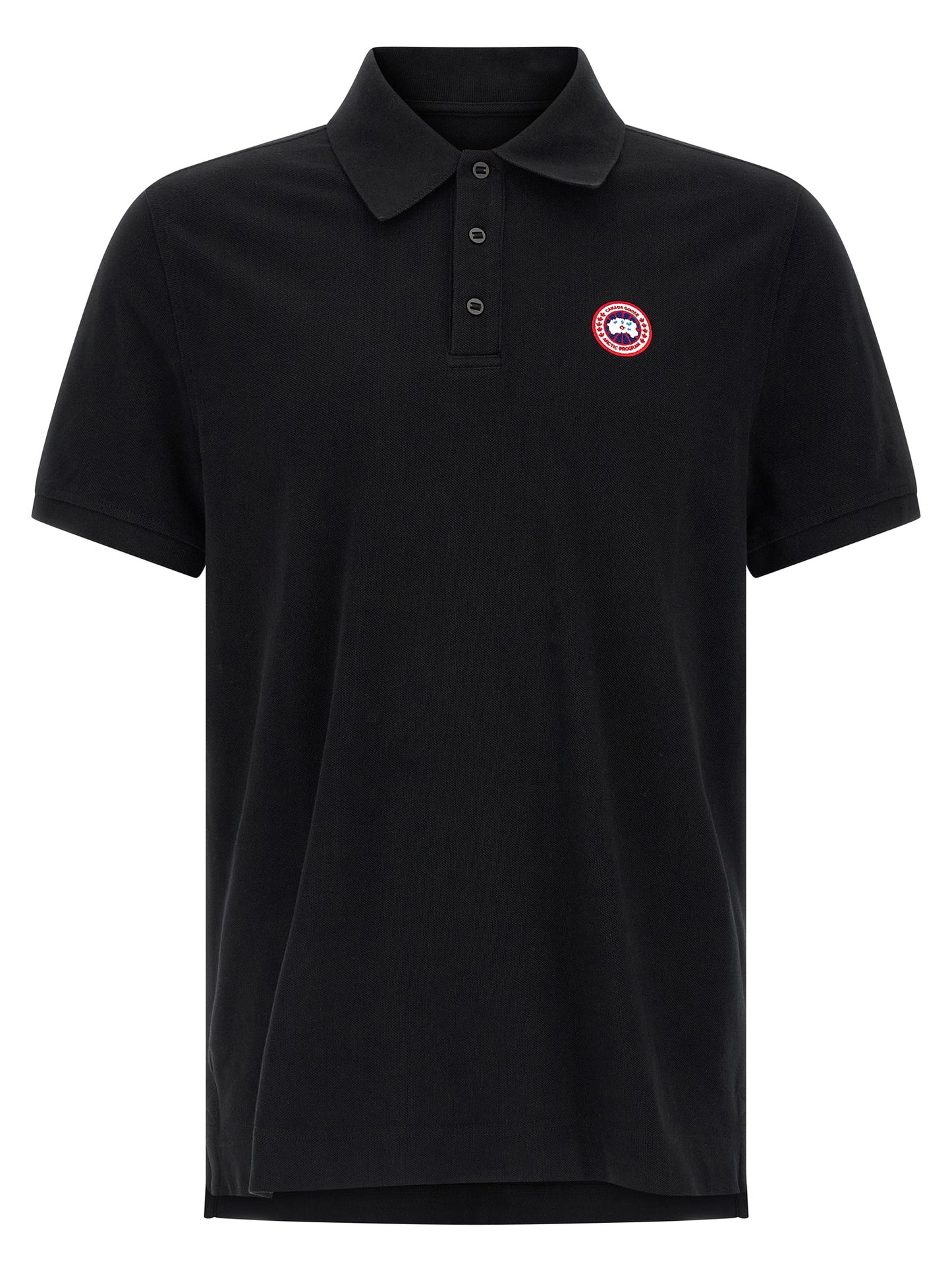 Polo Shirt by Canada Goose for women in cotton black presents a sleek silhouette, featuring a refined asymmetric neckline and short-sleeve for a sleek finish.