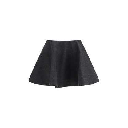 Skirt by Ganni for women in polyester capra leather & wool gray features a sublime silhouette, showcasing the sublime design of the Women's Polyester Capra Leather & Wool Midi Skirt in a sophisticated midi.