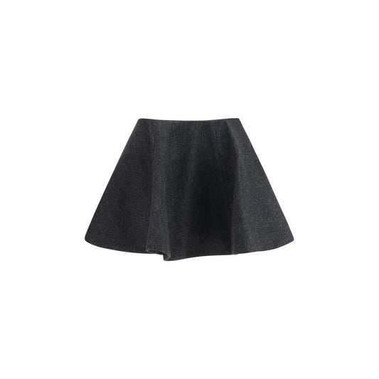 Skirt by Ganni for women in polyester capra leather & wool gray features a sublime silhouette, showcasing the sublime design of the Women's Polyester Capra Leather & Wool Midi Skirt in a sophisticated midi.