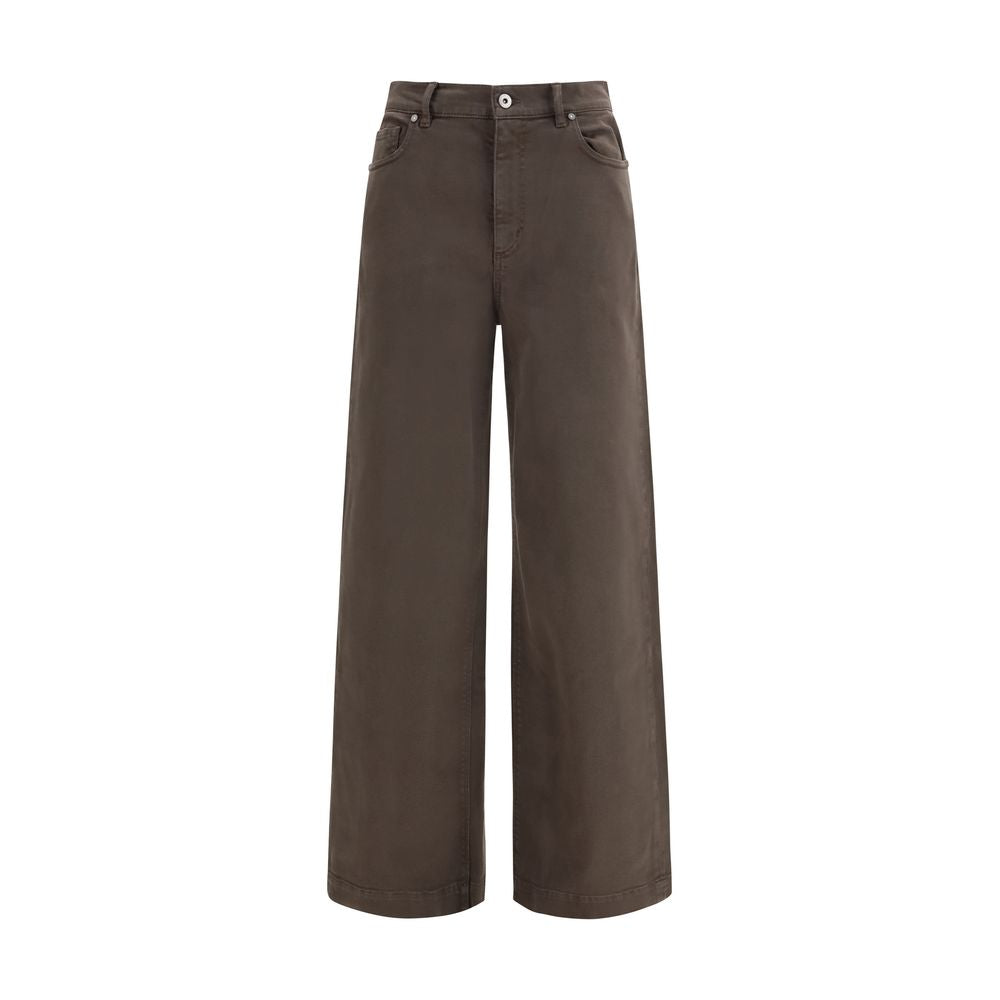 Casual Pants by P.A.R.O.S.H. for women in stretch cotton brown features an sartorial regular-fit & wide and long with a cut for a sartorial finish.