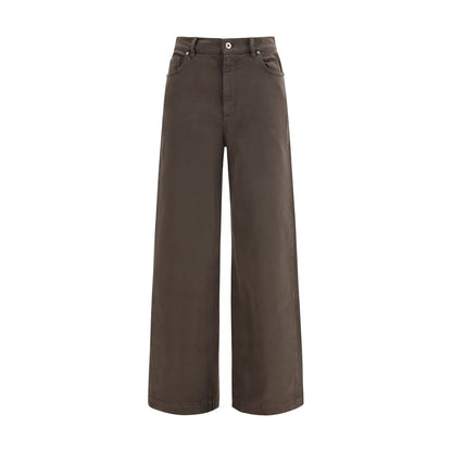 Casual Pants by P.A.R.O.S.H. for women in stretch cotton brown features an sartorial regular-fit & wide and long with a cut for a sartorial finish.