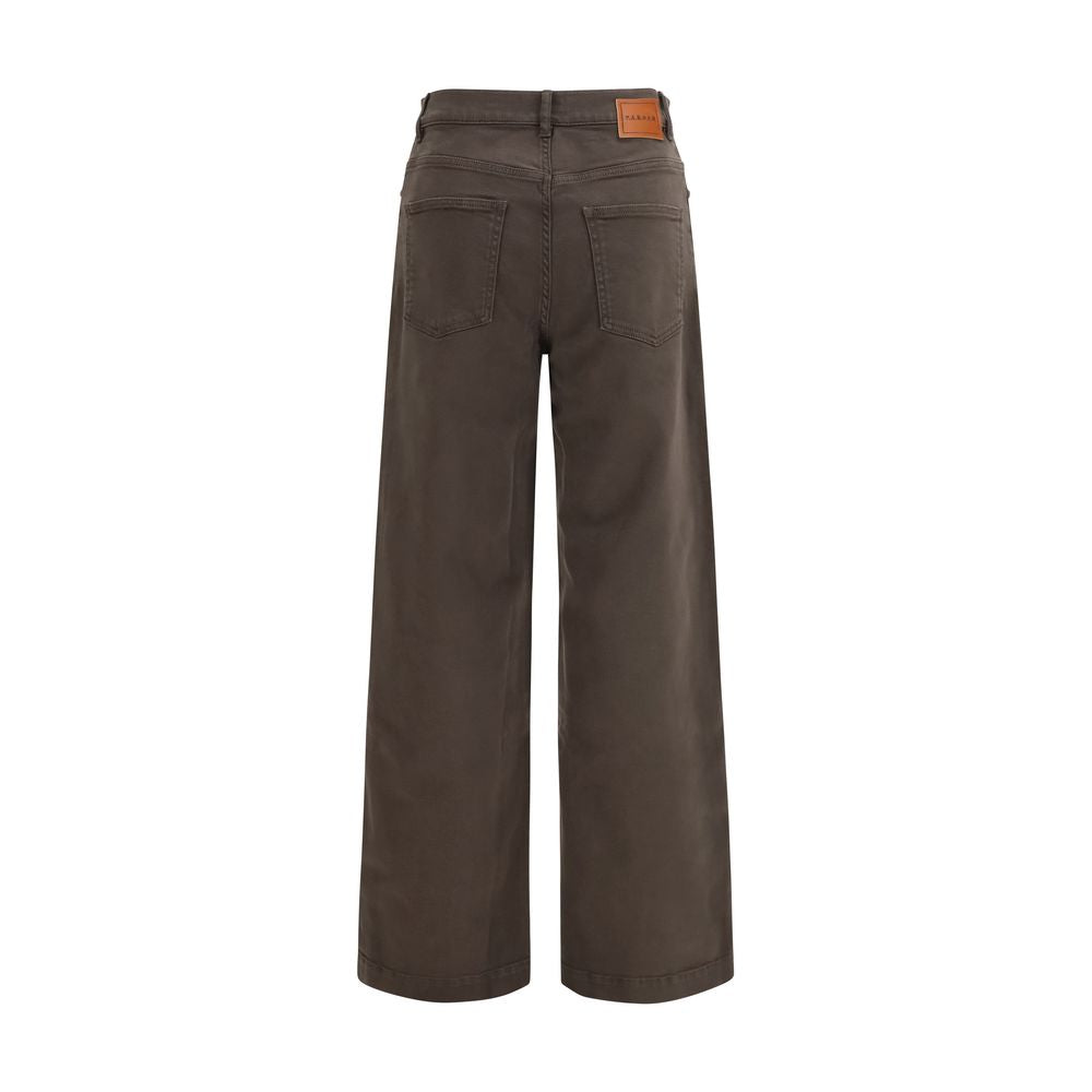 Casual Pants by P.A.R.O.S.H. for women in stretch cotton brown features a polished silhouette with a polished regular-fit & wide, reaching a polished long and finished with a polished .