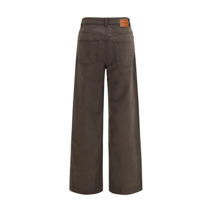 Casual Pants by P.A.R.O.S.H. for women in stretch cotton brown features a polished silhouette with a polished regular-fit & wide, reaching a polished long and finished with a polished .
