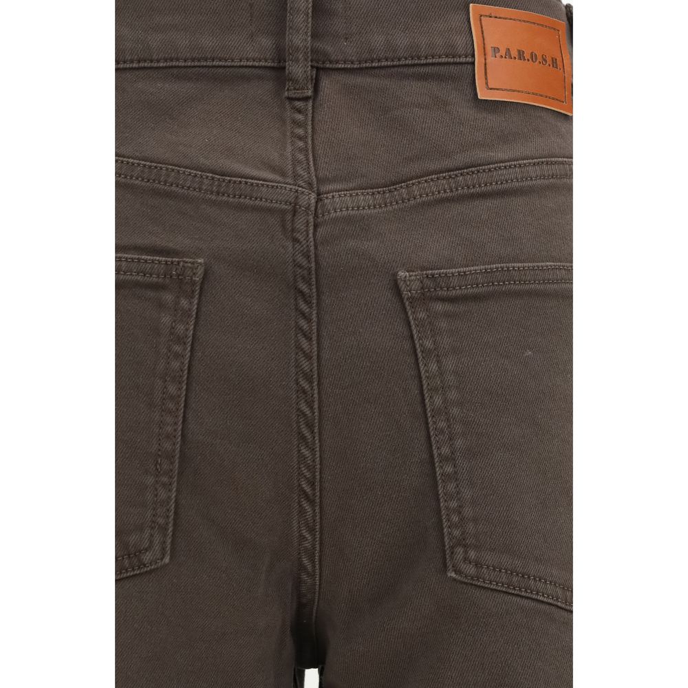 Casual Pants by P.A.R.O.S.H. for women in stretch cotton brown features a refined silhouette with a refined regular-fit & wide, defined by a and a refined long for a refined finish.