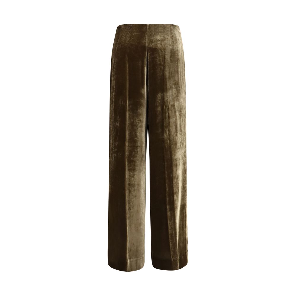 Palazzo Pants by P.A.R.O.S.H. for women in viscose silk velvet brown features a refined silhouette with a refined regular-fit & wide, defined by a and a refined long for a refined finish.