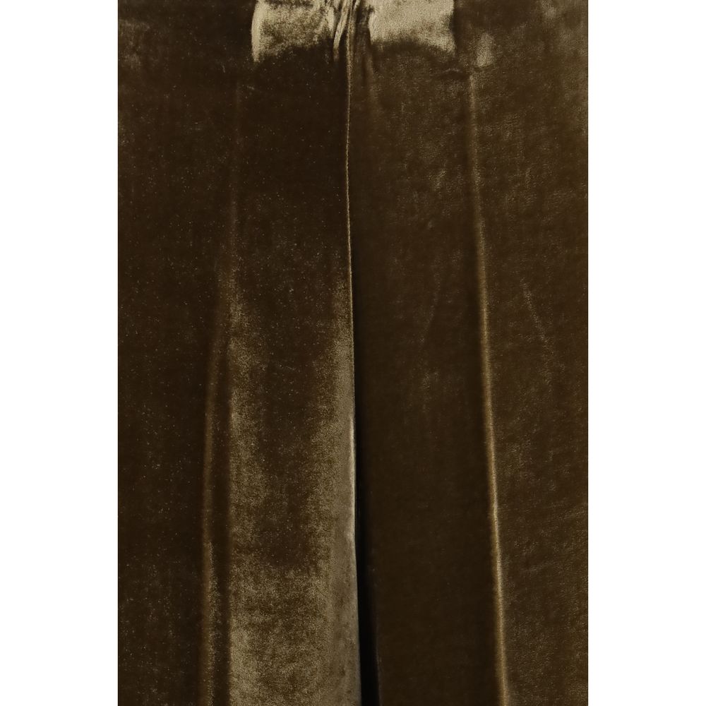 Palazzo Pants by P.A.R.O.S.H. for women in viscose silk velvet brown presents a refined pantology silhouette, artfully defined by a refined pantology regular-fit & wide, long, and a sophisticated .
